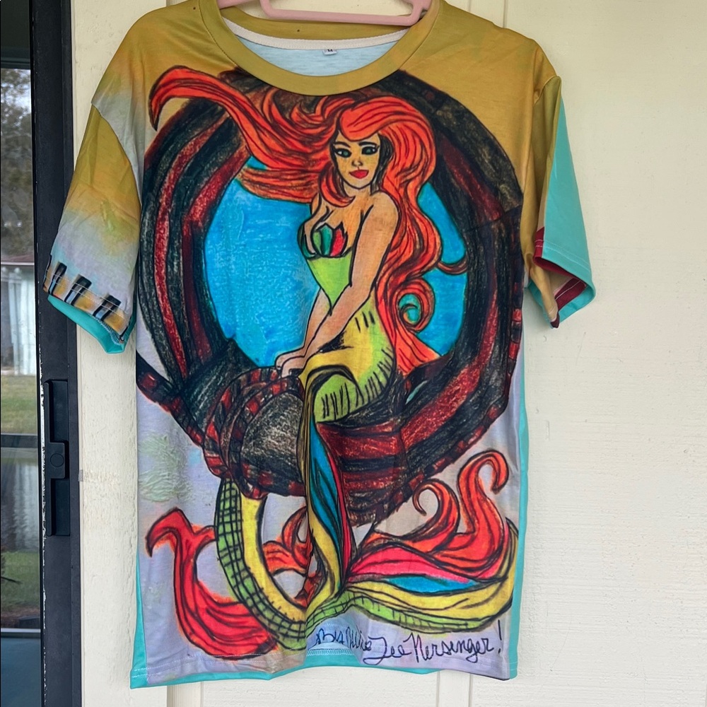 #**001*Colorful Mermaid Graphic T-Shirt,” Tails Of Mia.”Future Fiction story.